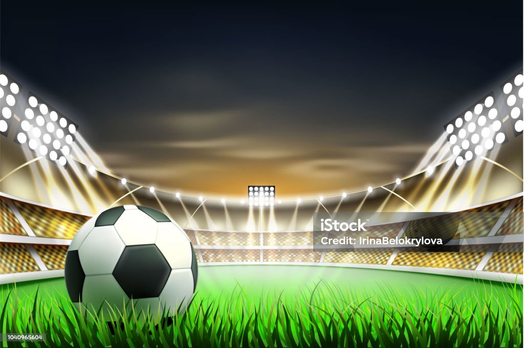 Vector Realistic Footbal Soccer Stadium Background Stock Illustration -  Download Image Now - Activity, Agricultural Field, Backgrounds - iStock