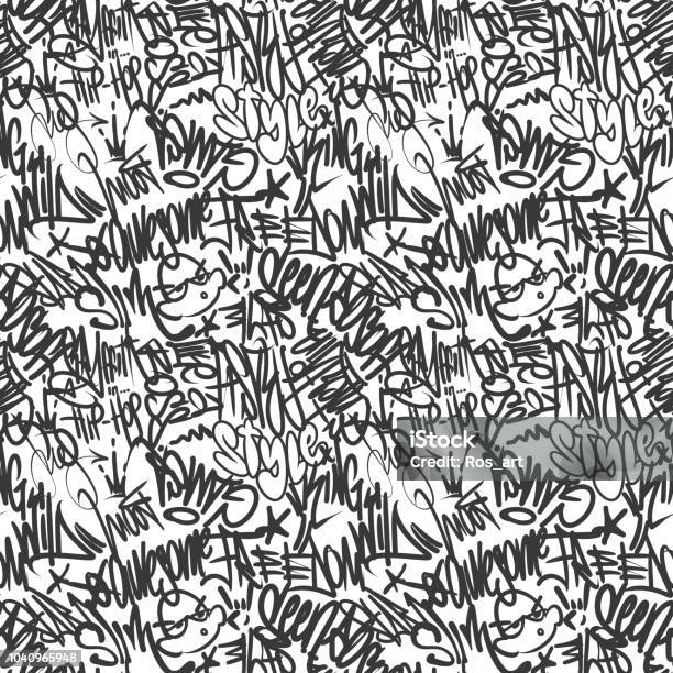 Vector Graffiti Tags Seamless Pattern Print Design Stock Illustration - Download Image Now