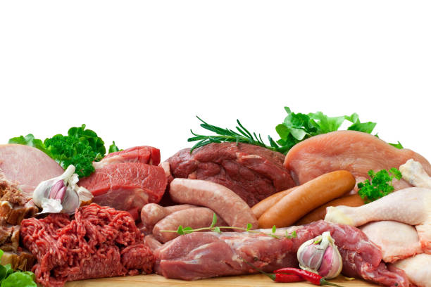 istock Raw fresh meat ingredients on board with condiments 1040966298