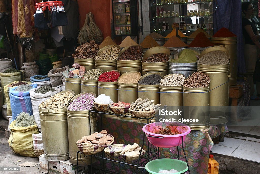 Negozio di spezie a Marrakech - Foto stock royalty-free di India