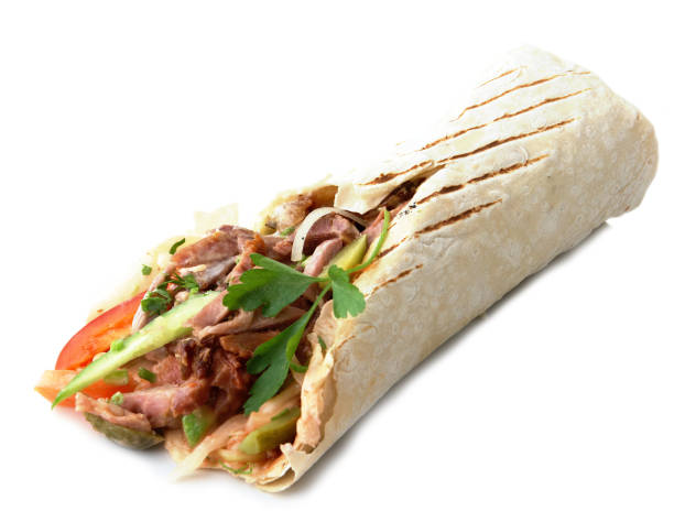 istock Turkish traditional rolled meat doner. isolated on white 1040971544