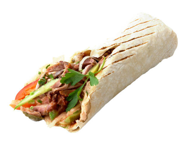istock Turkish traditional rolled meat doner. isolated on white 1040971568