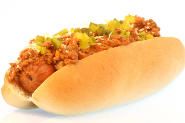 istock Tasty Hotdog with souce isolated on white 1040971708