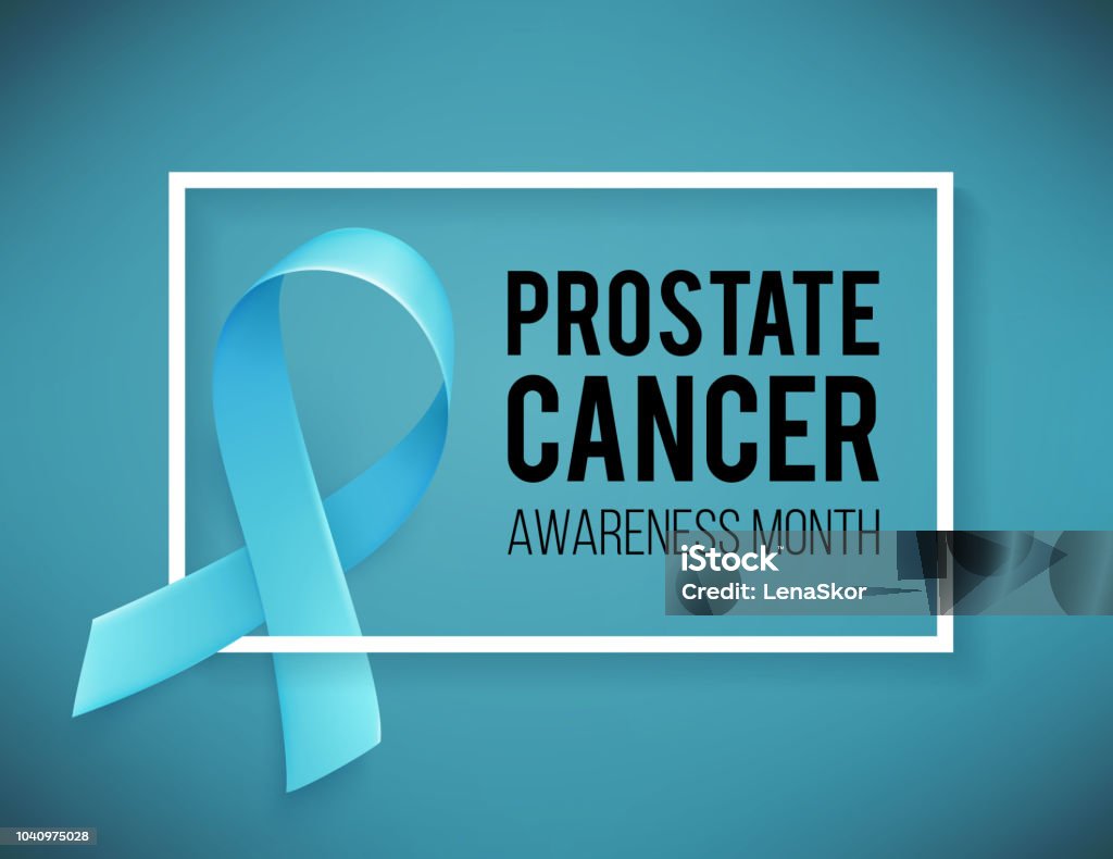 Realistic blue ribbon, world prostate cancer day symbol in november, vector illustration. Poster for prostate cancer awareness month. Blue stock vector