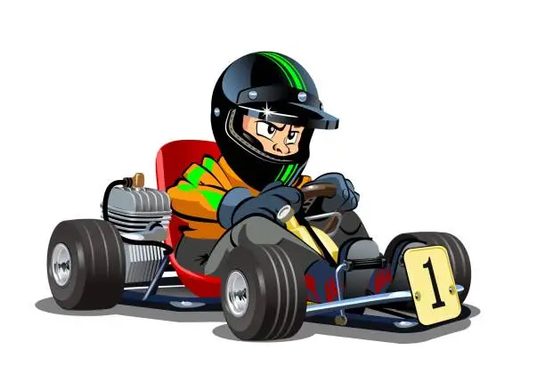 Vector illustration of Cartoon kart racer isolated on white background