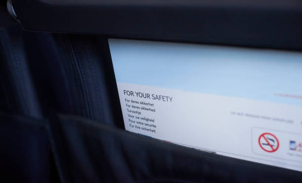 istock Airplane safety card 1040985336