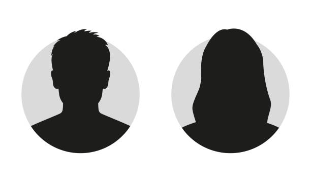 ilustraciones, imágenes clip art, dibujos animados e iconos de stock de icono o silueta de la cara masculina y femenina. perfil de avatar de hombre y mujer. persona desconocida o anónimo. ilustración de vector. - woman silhouette