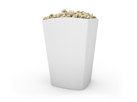 pop corn bucket isolated 3d rendering