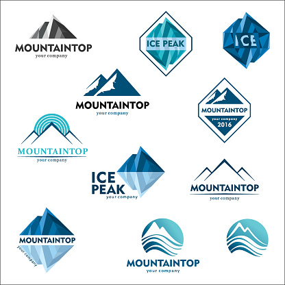 Mountain emblem, vector design concept for ski sports, tourism, active leisure