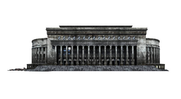 istock Post office building ruins. Isolated on white background. 3D Rendering, Illustration. 1041000566