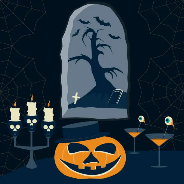 Vector illustration of Halloween Night cartoon picture