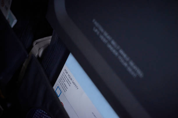 istock Airplane safety card in seat pocket 1041009870