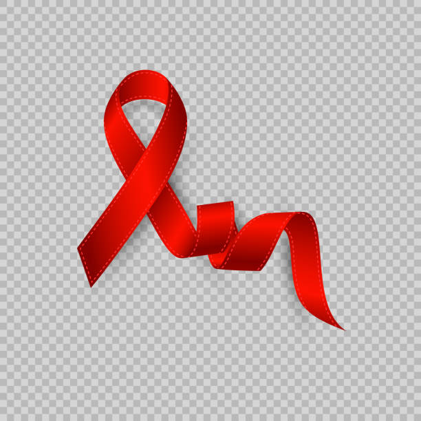 реалистичная красная лента. символ всемирного дня помощи. изолированные на прозрачном фоне, векторная иллюстрация - aids awareness ribbon stock illustrations