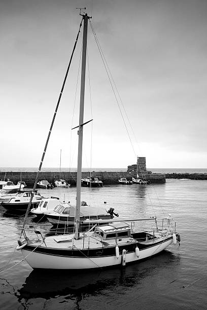 istock Boats in A Harbour Black and White 104101394