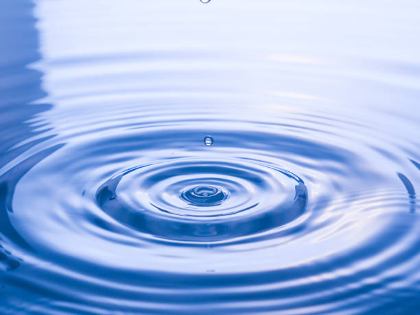 istock close up drop of water on blue background 1041015524