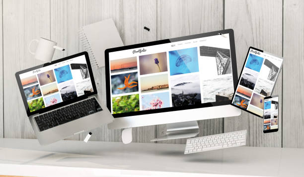 istock floating devices at the office with portfolio on screen 1041015686