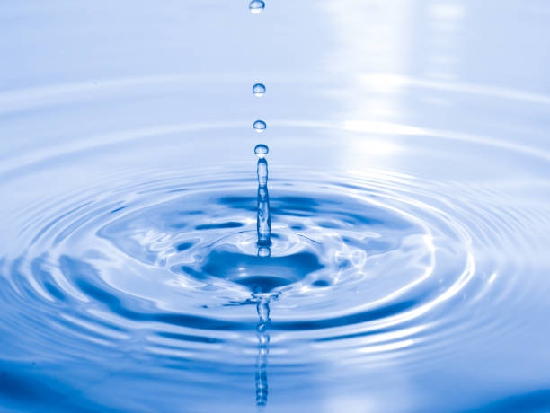 istock close up drop of water on blue background 1041015898