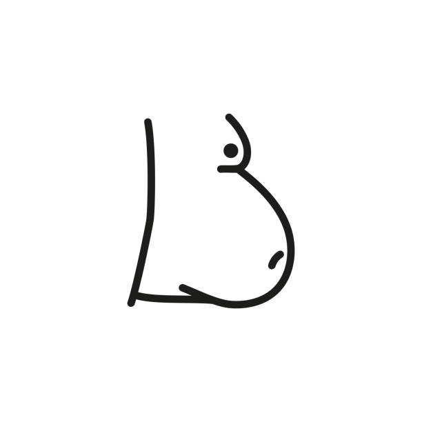 Male belly fat line icon Male belly fat line icon. Figure, body, visceral fat. Obesity concept. Vector illustration can be used for topics like diet, sport, unhealthy eating brain eater stock illustrations