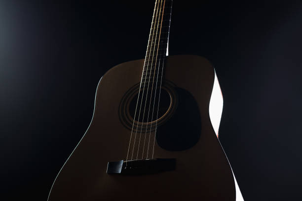 istock acoustic guitar on a black background 1041034276