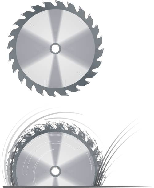 ilustrações de stock, clip art, desenhos animados e ícones de lâmina de serra circular - power tool saw electric saw circular saw