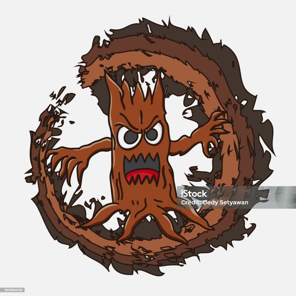 monster characters wood Vector illustration of tree monster characters. for t-shirts, stickers and design needs Abstract stock vector