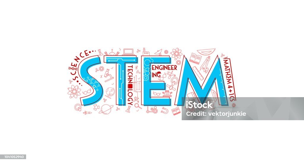 stem typography icon illustration STEM - Topic stock vector