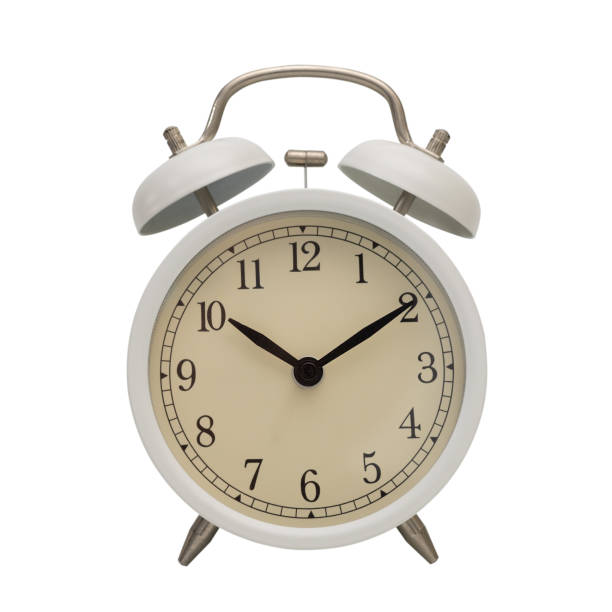 istock White Alarm clock isolated on white background with clipping path 1041057780