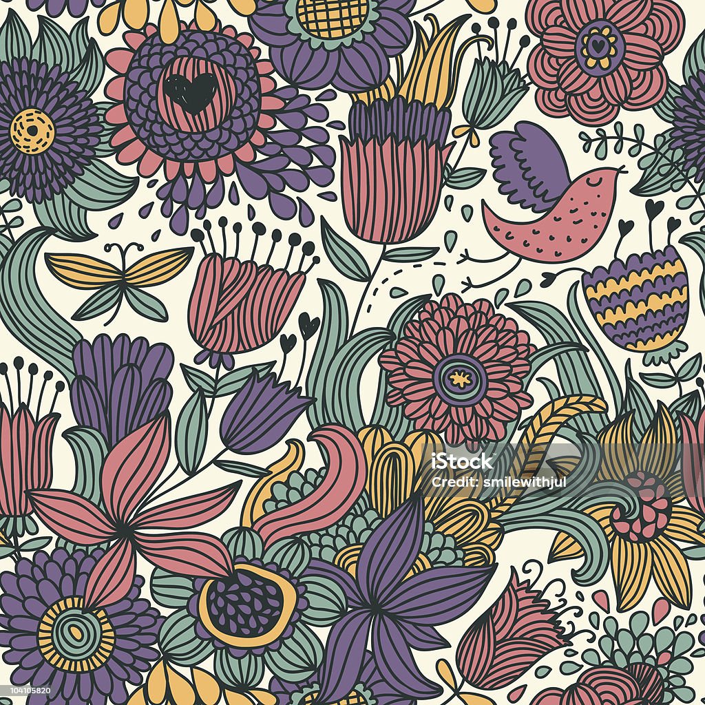 Patrón transparente floral de coloful - arte vectorial de Amarillo - Color libre de derechos