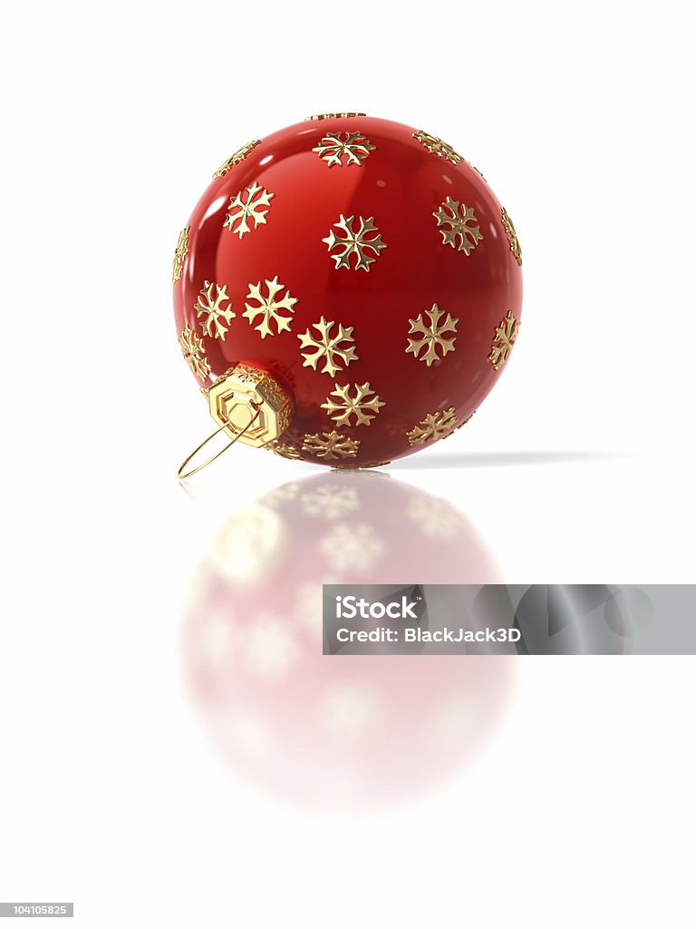 Or Boule de Noël rouge et flocon de neige - Photo de Boule de Noël libre de droits