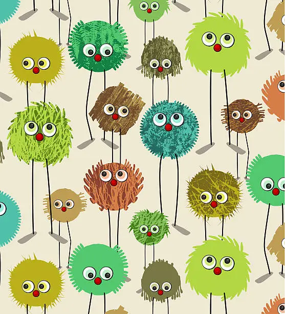 Vector illustration of textured monsters pattern