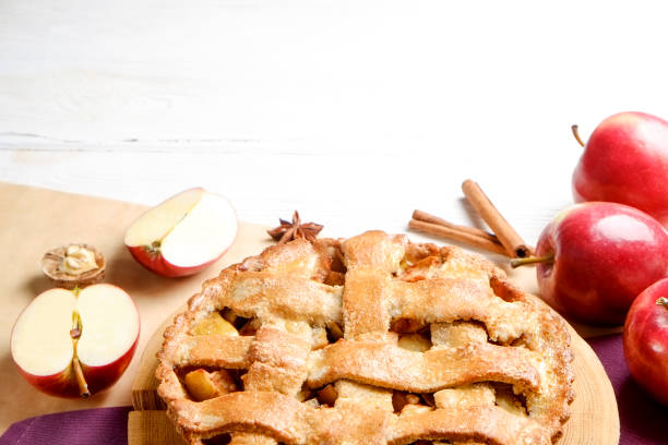istock Pastry product with apple stuffing, appetizing golden crust. 1041062706