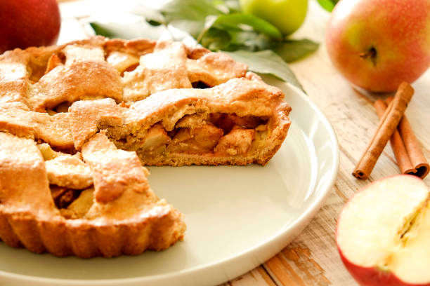 istock Pastry product with apple stuffing, appetizing golden crust. 1041063218