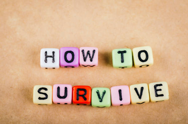 istock Colorful alphabet letter dice text on desk, spelling HOW TO SURVIVE 1041064776