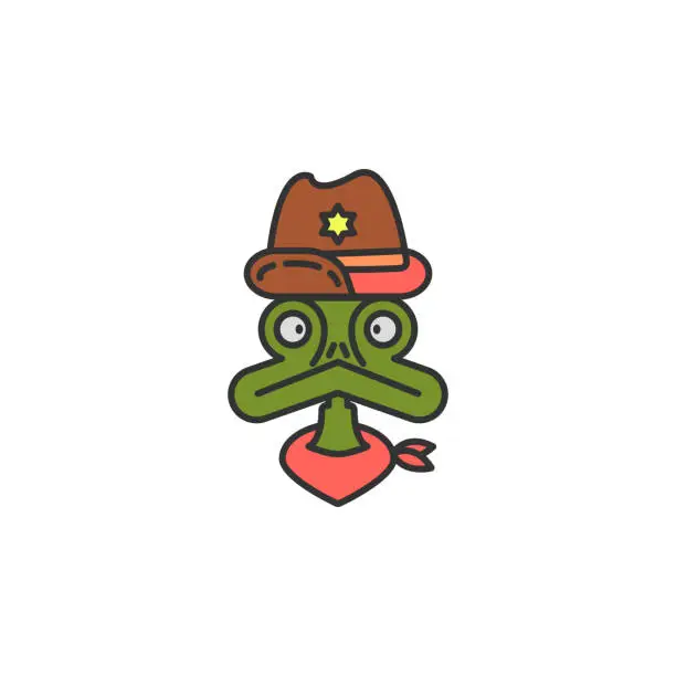 Vector illustration of lizard cowboy colored icon. Element of wild west icon for mobile concept and web apps. Cartoon lizard cowboy icon can be used for web and mobile