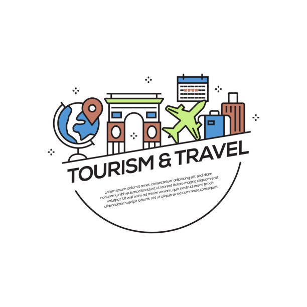 Tourism and Travel Concept Flat Line Icons Tourism and Travel Concept Flat Line Icons tourism logo stock illustrations