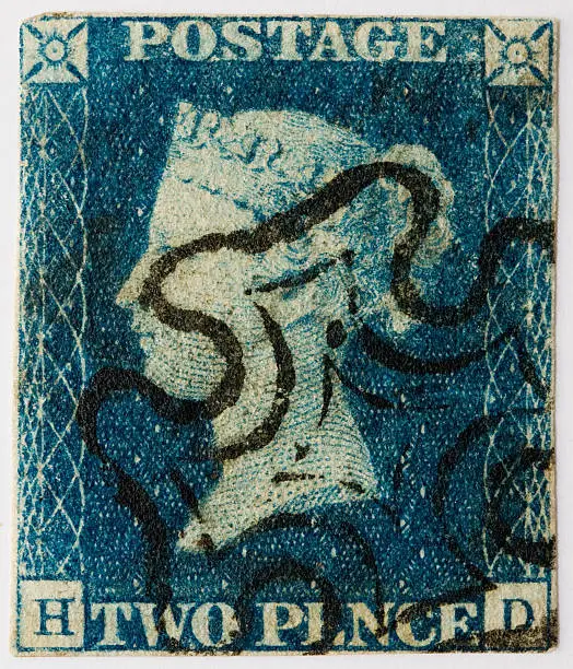 Photo of Two Penny Blue with black postmark