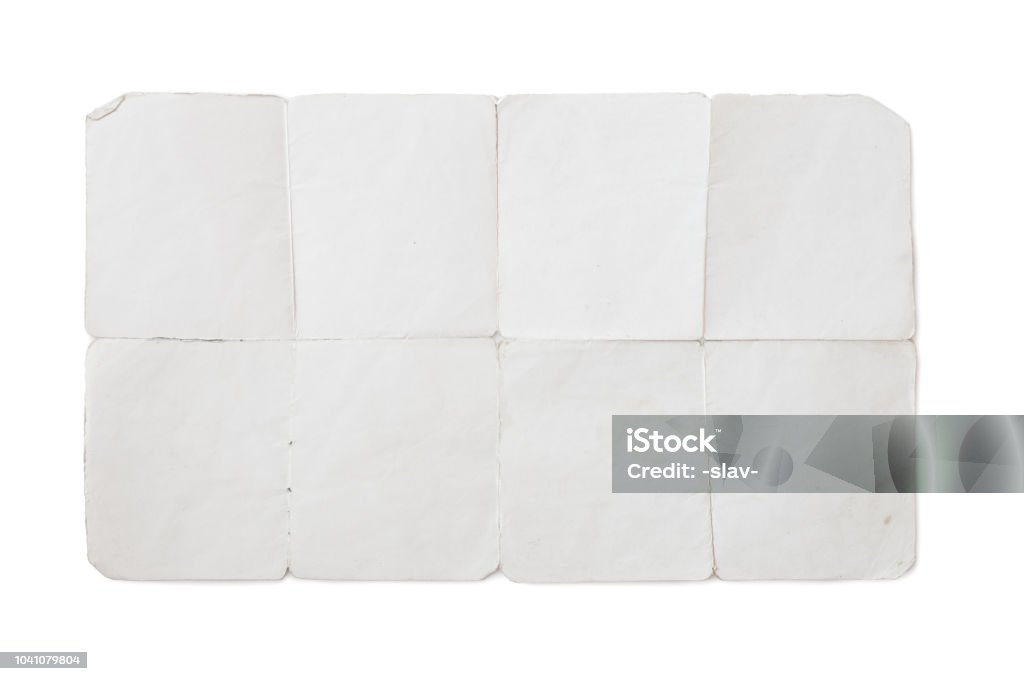 old folded paper with clipping path included old folded paper isolated on white background with clipping path included Paper stock illustration