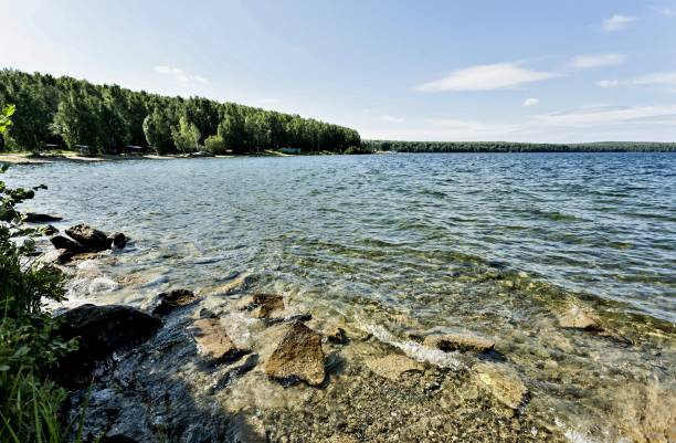 istock rocky shore with lake view 1041080204