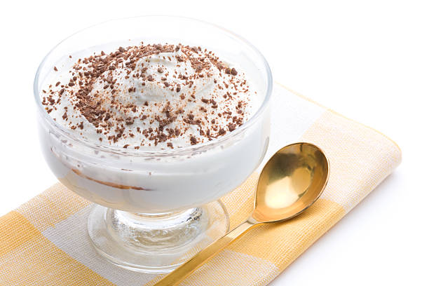 istock Delicious curd dessert with grated chocolate over napkin 104108488