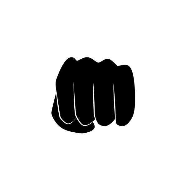 ilustrações, clipart, desenhos animados e ícones de soco, punho, ícone do vetor de mão humana. - boxing fist knocking punch