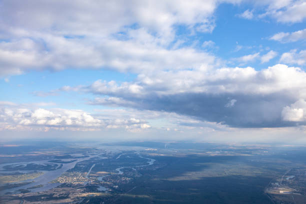 Beautiful view above the earth on landmark down.