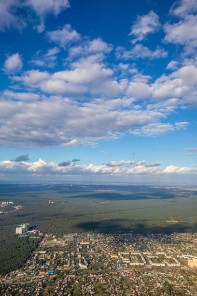 Beautiful view above the earth on landmark down.