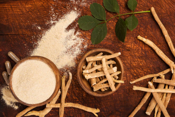 istock Ashwagandha superfood powder and root. 1041090408