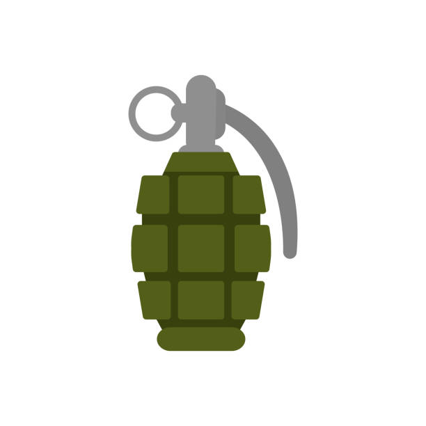 illustrazioni stock, clip art, cartoni animati e icone di tendenza di granata militare con anello - hand grenade