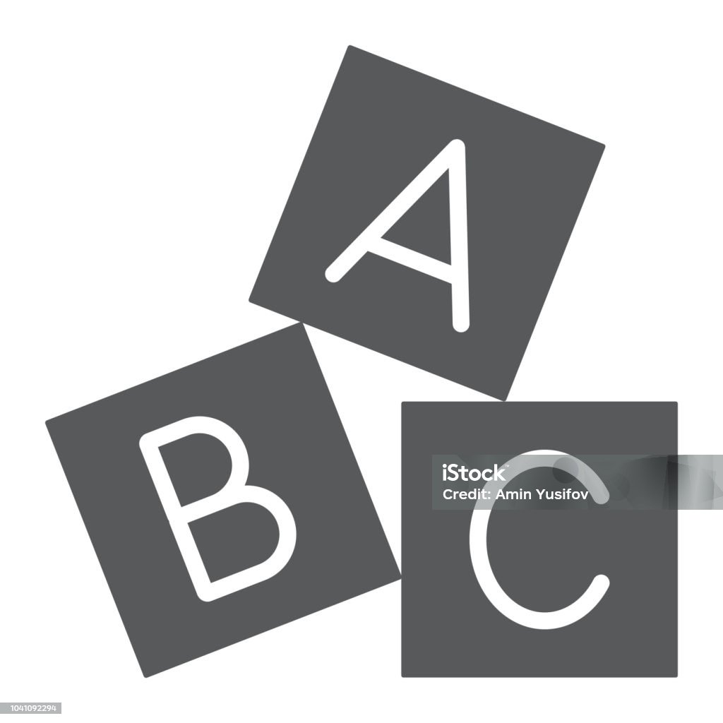 Alphabet cubes glyph icon, abc and toy, block sign, vector graphics, a solid pattern on a white background. Alphabet cubes glyph icon, abc and toy, block sign, vector graphics, a solid pattern on a white background, eps 10. Letter B stock vector