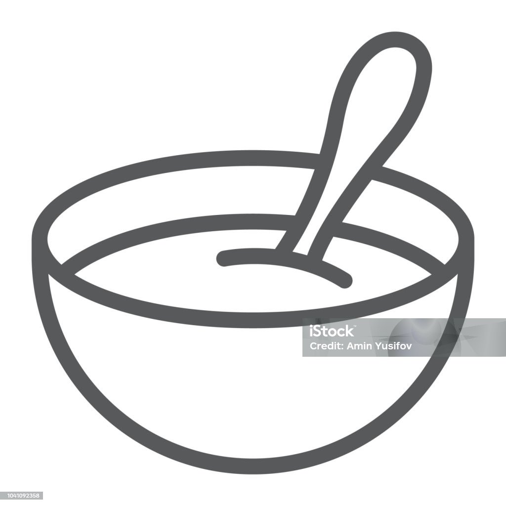 Baby cereal line icon, food and eat, dish sign, vector graphics, a linear pattern on a white background. Baby cereal line icon, food and eat, dish sign, vector graphics, a linear pattern on a white background, eps 10. Bowl stock vector