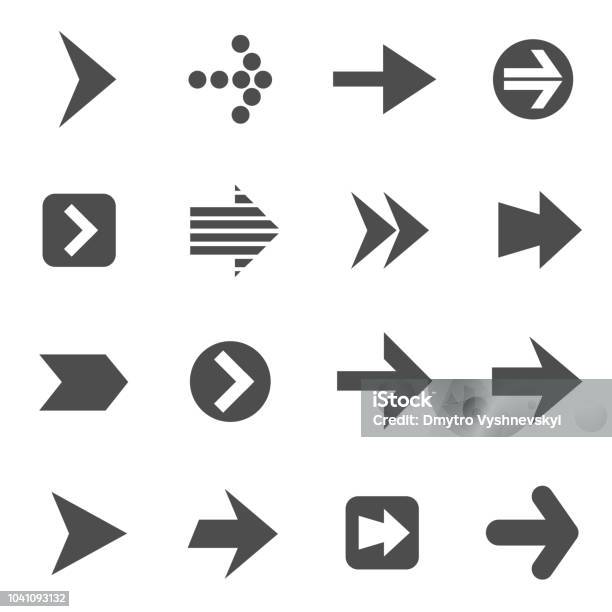 Arrows Icon Set Stock Illustration - Download Image Now - Arrow Symbol, Arrow - Bow and Arrow, Traffic Arrow Sign