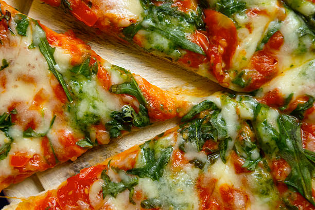 pizza mozzarella close-up stock photo