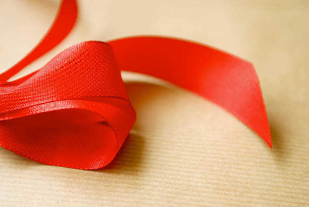 macro of  red ribbon stock photo