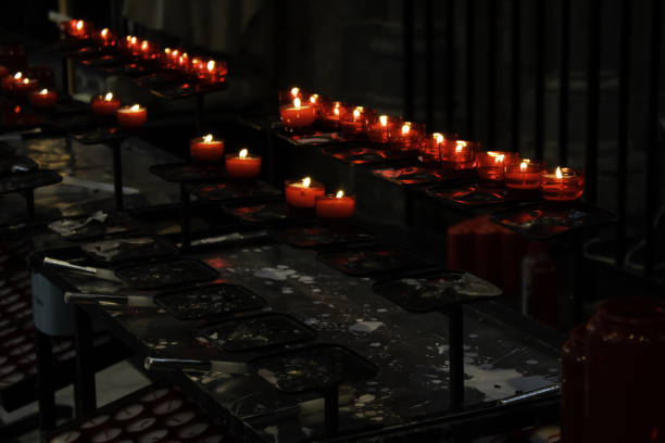 istock Candles lit church 1041094122
